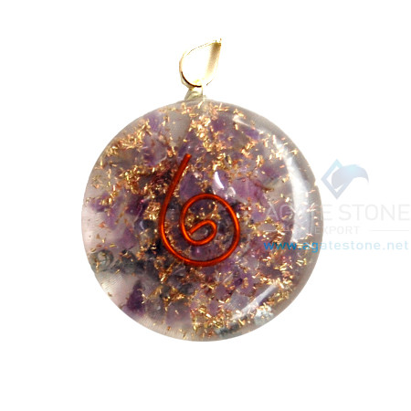 Amethyst Orgone Disc Pendant Amethyst Orgone Disc Pendant