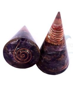 Amethyst Orgonite Cone With Crystal Point