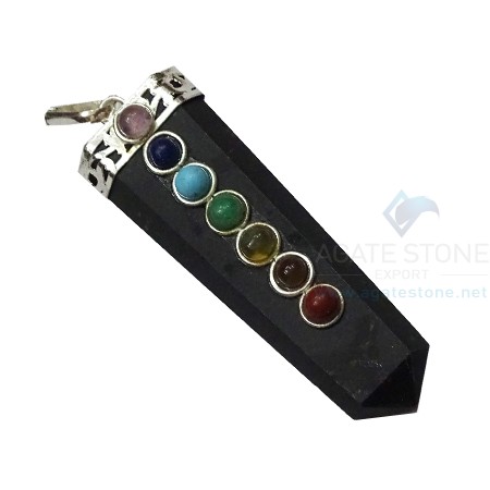 Black Jasper Chakra Flat Pendants Black Jasper Chakra Flat Pendants