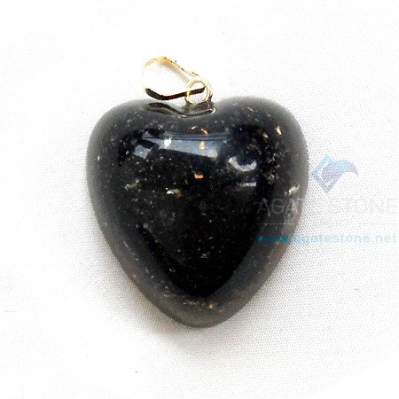Black Tourmaline Orgone Heart Pendant