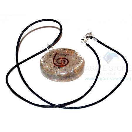 Blue Aventurine Orgone Disc Pendant With Cord Blue Aventurine Orgone Disc Pendant With Cord