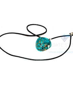 Blue Onyx Orgone Heart Pendant With Cord