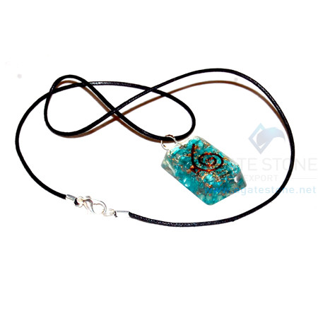 Blue Onyx Orgone Rectangle Pendant With Cord Blue Onyx Orgone Rectangle Pendant With Cord