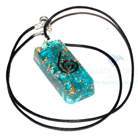 Blue Orgone Onyx Long Rectangle Pendant With Cord Blue Orgone Onyx Long Rectangle Pendant With Cord