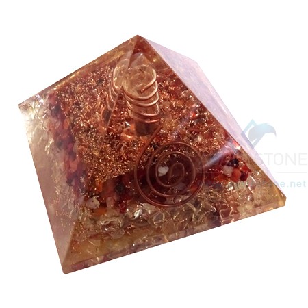 Carnelian-Crystal Orgone Pyramid With Crystal Point Carnelian-Crystal Orgone Pyramid With Crystal Point