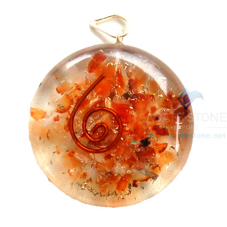 Carnelian Orgone Disc Pendant Carnelian Orgone Disc Pendant