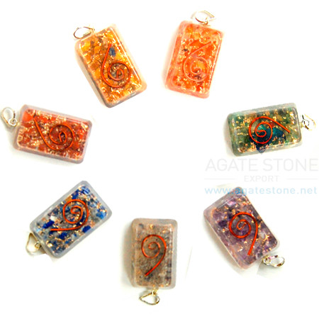 Chakra Orgone Rectangle Pendant Set Chakra Orgone Rectangle Pendant Set