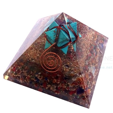 Chakra Stone Orgone Pyramid With Turquoise Markaba Chakra Stone Orgone Pyramid With Turquoise Markaba