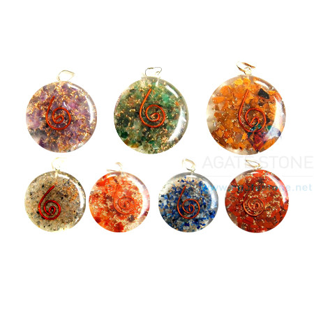 Disc Chakra Orgone Pendant Set Disc Chakra Orgone Pendant Set