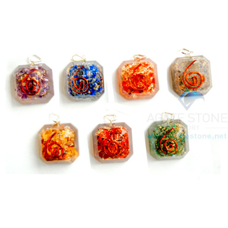 Faceted Square Pendant Chakra Orgone Set Faceted Square Pendant Chakra Orgone Set