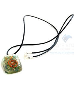 Green Jade Orgone Square Pendant With Cord