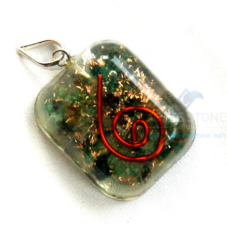 Green Jade Orgone Square Pendant Green Jade Orgone Square Pendant