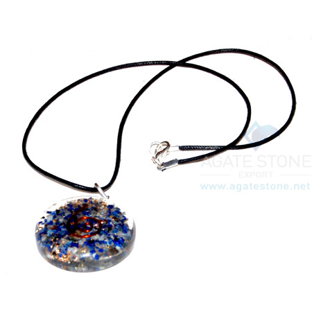 Lapis Lazuli Orgone Disc Pendant With Cord Lapis Lazuli Orgone Disc Pendant With Cord