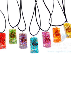 Long Rectangle Onyx Orgone Chakra Set With Cord
