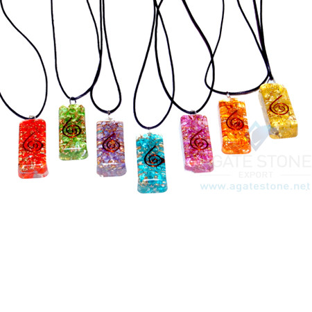 Long Rectangle Onyx Orgone Chakra Set With Cord Long Rectangle Onyx Orgone Chakra Set With Cord