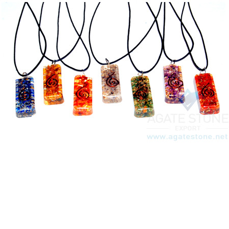 Long Rectangle Orgone Chakra Set With Cord Long Rectangle Orgone Chakra Set With Cord