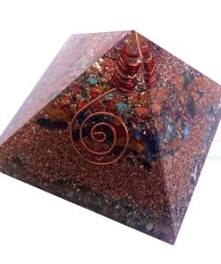 Mix Chakra Stone Orgone Layer Copper Pyramid With Point