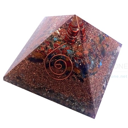 Mix Chakra Stone Orgone Layer Copper Pyramid With Point Mix Chakra Stone Orgone Layer Copper Pyramid With Point
