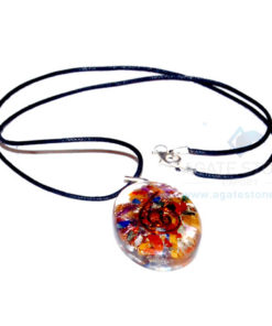 Mix Chakra Stone Orgone Oval Pendant With Cord