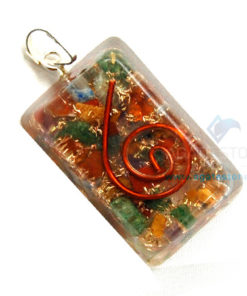 Mix Chakra Stone Orgone Rectangle Pendant