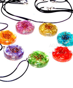 Onyx Disc Chakra Orgone Pendant Set