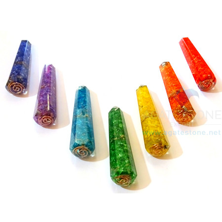 Onyx Faceted Massage Orgone Chakra Set Onyx Faceted Massage Orgone Chakra Set