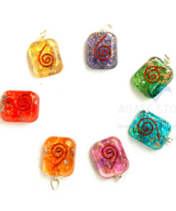 Onyx Rounded Square Pendant Chakra Orgone Set