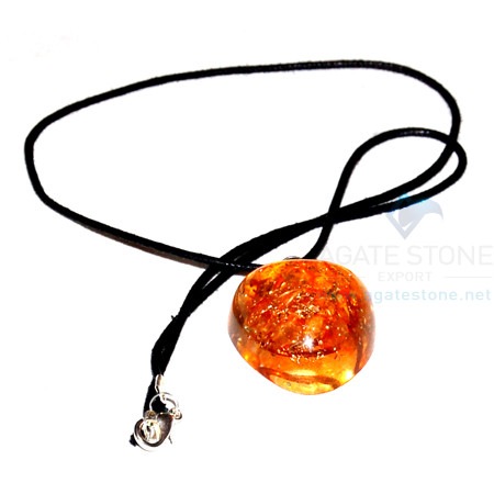 Orange Onyx Orgone Heart Pendant With Cord Orange Onyx Orgone Heart Pendant With Cord