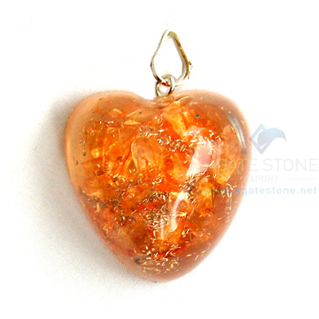 Orange Onyx Orgone Heart Pendant Orange Onyx Orgone Heart Pendant