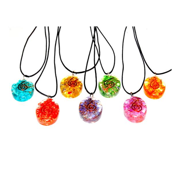 Orgone Onyx Oval Chakra Pendant Set With Cord Orgone Onyx Oval Chakra Pendant Set With Cord
