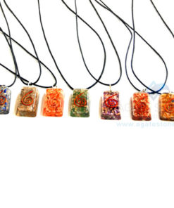 Rectangle Pendant Orgone Chakra Set With Cord