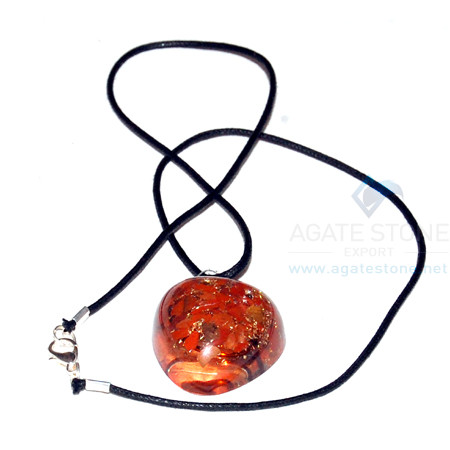 Red Jasper Orgone Heart Pendant With Cord Red Jasper Orgone Heart Pendant With Cord