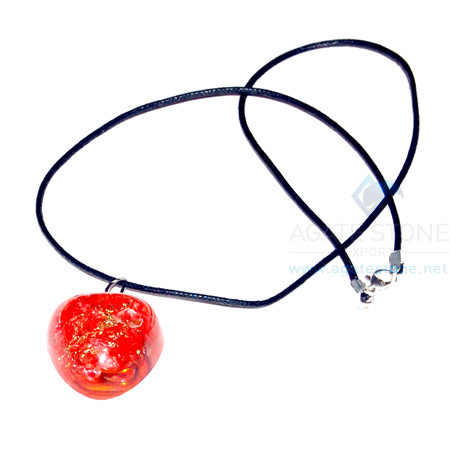 Red Onyx Orgone Heart Pendant With Cord Red Onyx Orgone Heart Pendant With Cord