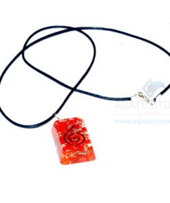 Red Onyx Orgone Rectangle Pendant With Cord