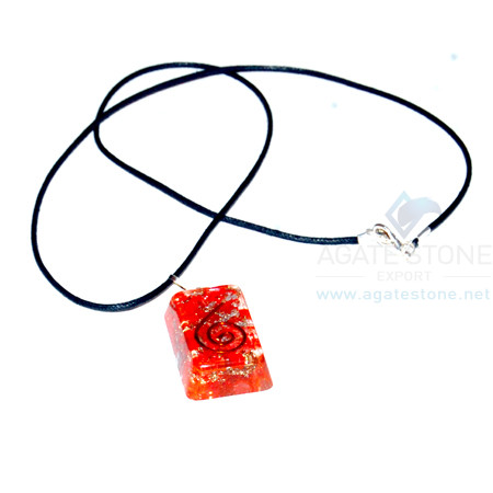 Red Onyx Orgone Rectangle Pendant With Cord Red Onyx Orgone Rectangle Pendant With Cord
