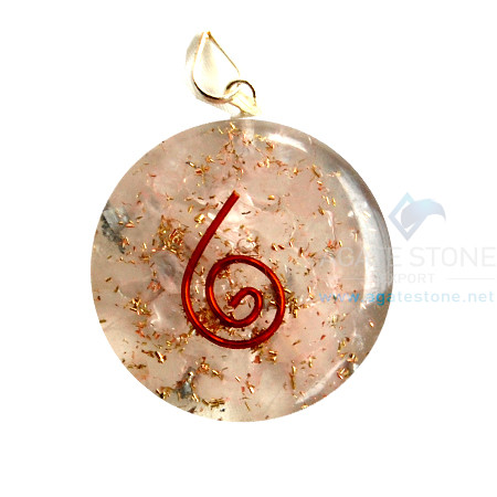 Rose Quartz Orgone Disc Pendant Rose Quartz Orgone Disc Pendant