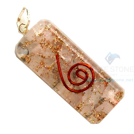 Rose Quartz Orgone Long Rectangle Pendant Rose Quartz Orgone Long Rectangle Pendant