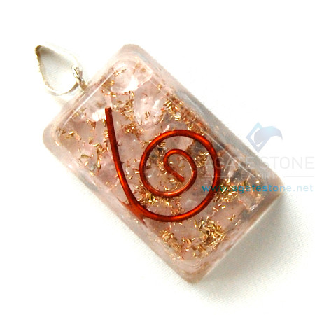 Rose Quartz Orgone Rectangle Pendant Rose Quartz Orgone Rectangle Pendant