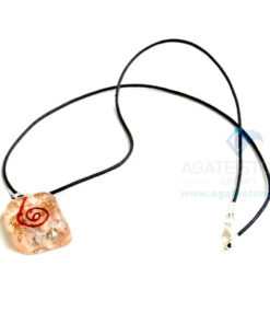 Rose Quartz Orgone Square Pendant With Cord