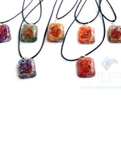 Rounded Square Orgone Chakra Pendant Set With Cord
