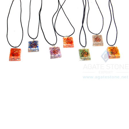 Square Pendant Chakra Set With Cord Square Pendant Chakra Set With Cord