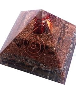 Tiger Eye Orgone Layer Copper Pyramid With Point