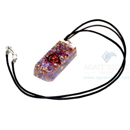 Violet Onyx Orgone Long Rectangle Pendant With Cord
