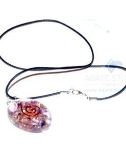Violet Onyx Orgone Oval Pendant With Cord