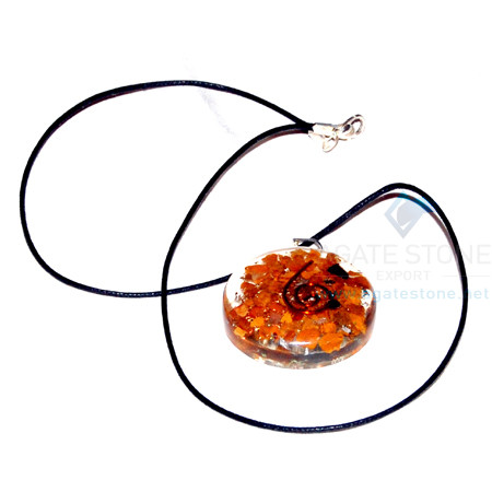 Yellow Jasper Orgone Disc Pendant With Cord Yellow Jasper Orgone Disc Pendant With Cord
