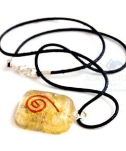 Yellow Onyx Orgone Square Pendant With Cord