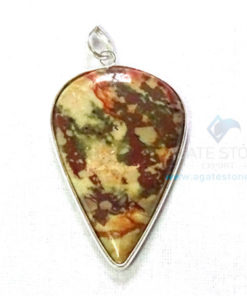 Uncut Gemstone Metal Coated Agate Stone Pendant-26