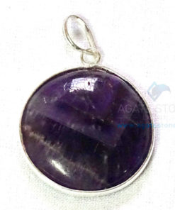 Uncut Gemstone Metal Coated Agate Stone Pendant-28