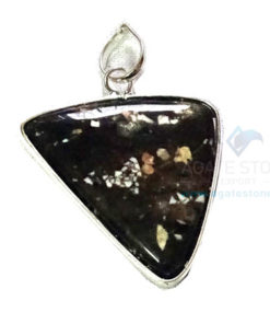 Uncut Gemstone Metal Coated Agate Stone Pendant-35