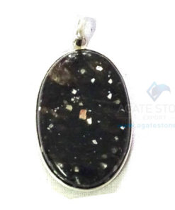 Uncut Gemstone Metal Coated Agate Stone Pendant-8